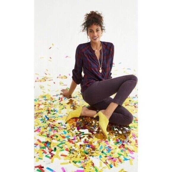 CAbi Caroling Plaid Button Front Top Blouse Size XS Style 4070 Navy Blue Red - Picture 6 of 6